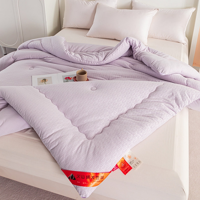 91家纺网 家纺一手货源 找家纺 佳居缘 2023新款火山绒大豆被 薰衣紫