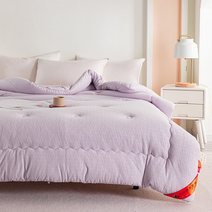 91家纺网 家纺一手货源 找家纺 佳居缘 2023新款火山绒大豆被 薰衣紫