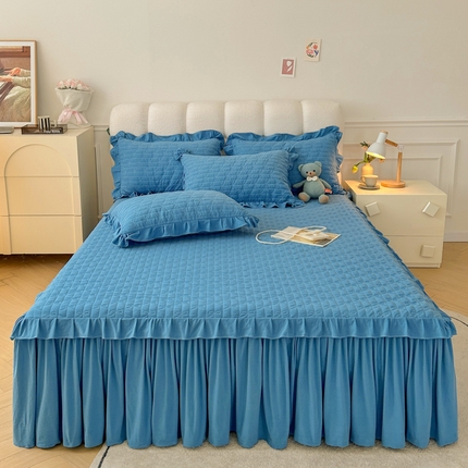 91家纺网 家纺一手货源 找家纺 （总）恋尚 2023新款保暖蜜桃绒床笠床裙二合一（ 欧米拉）床裙