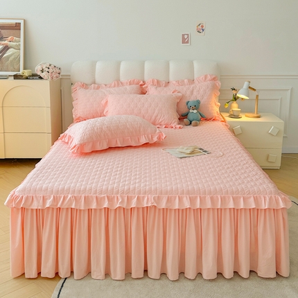 91家纺网 家纺一手货源 找家纺 （总）恋尚 2023新款保暖蜜桃绒床笠床裙二合一（ 欧米拉）床裙
