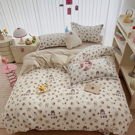 于果 2023新款全棉13370四件套（15） 花园漫步