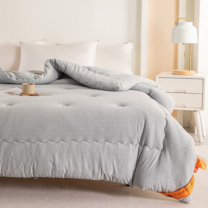 91家纺网 家纺一手货源 找家纺 佳居缘 2023新款火山绒大豆被 岩石灰