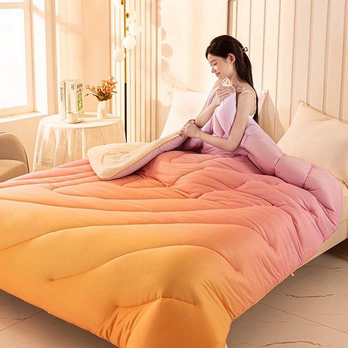 91家纺网 家纺一手货源 找家纺 佳居缘 2023新款A类晚霞发热纤维被 暖阳橘园