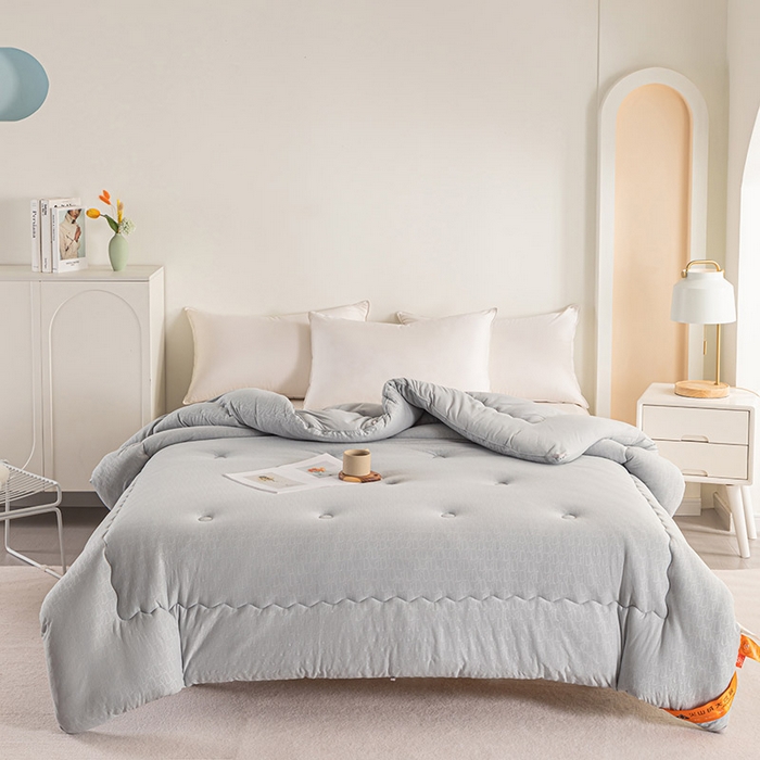 91家纺网 家纺一手货源 找家纺 佳居缘 2023新款火山绒大豆被 岩石灰