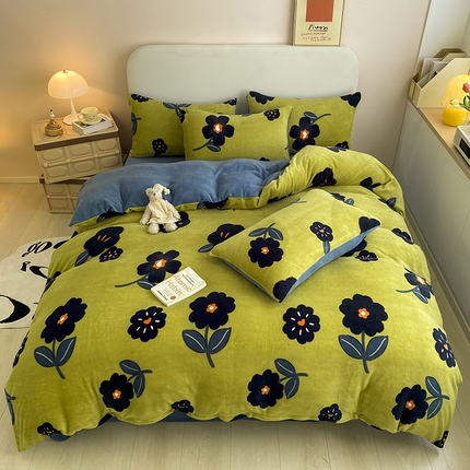 91家纺网 家纺一手货源 找家纺 （总）沐辰 2023新款牛奶绒印花四件套