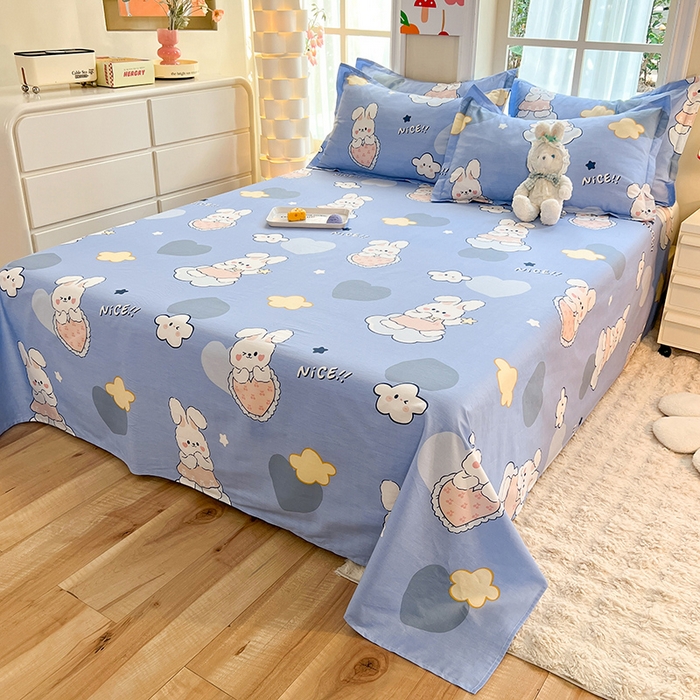 91家纺网 家纺一手货源 找家纺 八十八家纺2025新款全棉12868系列四件套单品床单爱心兔