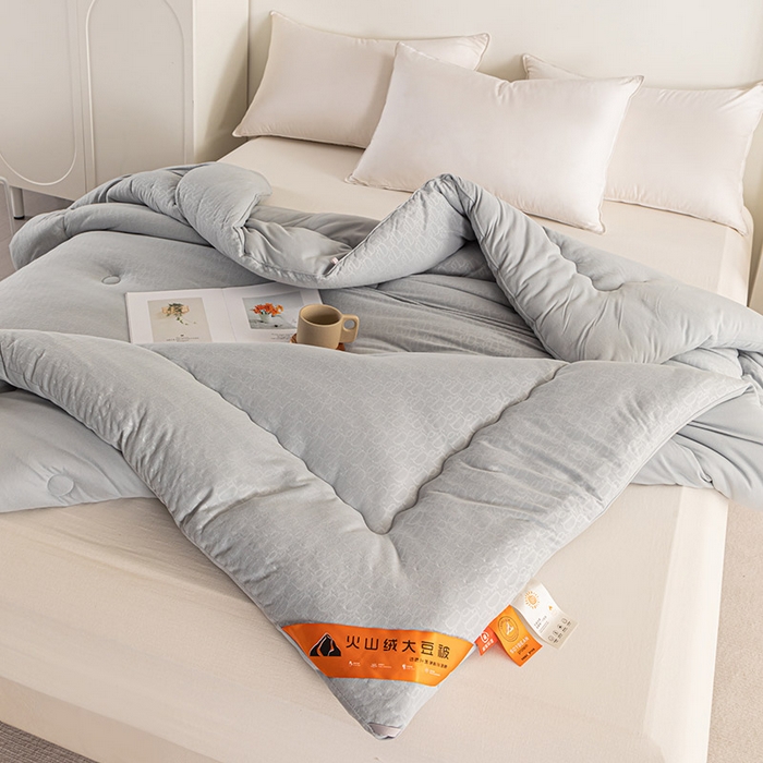 91家纺网 家纺一手货源 找家纺 佳居缘 2023新款火山绒大豆被 岩石灰