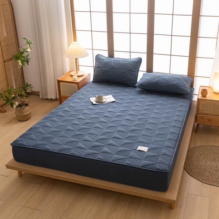 91家纺网 家纺一手货源 找家纺 米粒家纺 2023新款A类大豆纤维夹棉床笠系列 格调-深灰