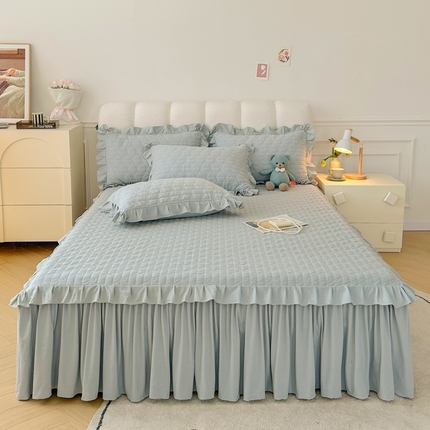 91家纺网 家纺一手货源 找家纺 （总）恋尚 2023新款保暖蜜桃绒床笠床裙二合一（ 欧米拉）床裙