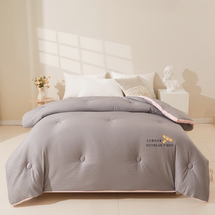 91家纺网 家纺一手货源 找家纺 沐辰 2023新款A类超柔大豆纤维被子被芯 A类大豆被-星空灰