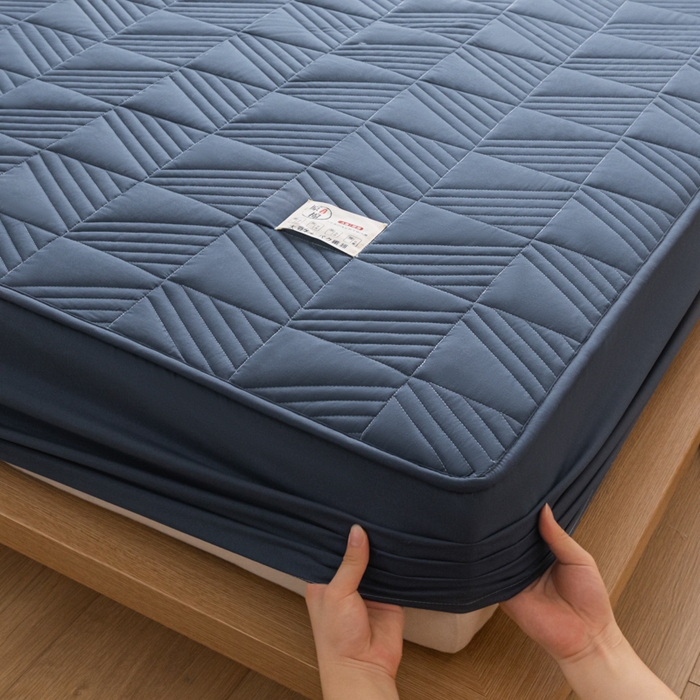 91家纺网 家纺一手货源 找家纺 米粒家纺 2023新款A类大豆纤维夹棉床笠系列 格调-深灰