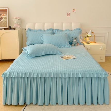 91家纺网 家纺一手货源 找家纺 （总）恋尚 2023新款保暖蜜桃绒床笠床裙二合一（ 欧米拉）床裙