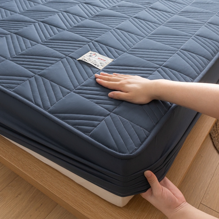 91家纺网 家纺一手货源 找家纺 米粒家纺 2023新款A类大豆纤维夹棉床笠系列 格调-深灰