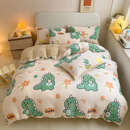 91家纺网 家纺一手货源 找家纺 （总）沐辰 2023新款牛奶绒印花四件套