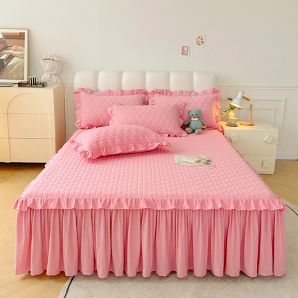 91家纺网 家纺一手货源 找家纺 （总）恋尚 2023新款保暖蜜桃绒床笠床裙二合一（ 欧米拉）床裙