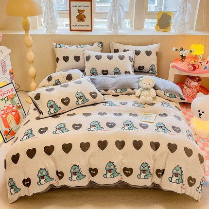 91家纺网 家纺一手货源 找家纺 （总）沐辰 2023新款牛奶绒印花四件套