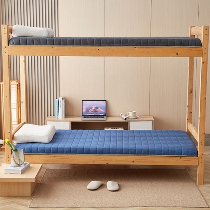 91家纺网 家纺一手货源 找家纺 暖季家纺 2025新款无印风棉花款学生床垫 深蓝