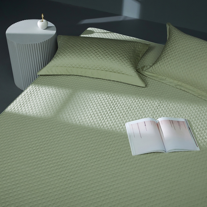 91家纺网 家纺一手货源 找家纺 缔缦 2023新款定织新布种S120系列夹棉床笠 抹茶绿