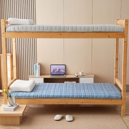 暖季家纺 2025新款无印风棉花款学生床垫 简兮蓝