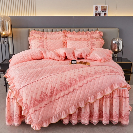 91家纺网 家纺一手货源 找家纺 （总）网红馆 2025新款可拆卸天鹅绒夹棉床裙四件套-城市魅影