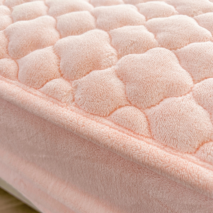 91家纺网 家纺一手货源 找家纺 梵朴 2023新款牛奶绒夹棉床笠 纯色-藕粉色