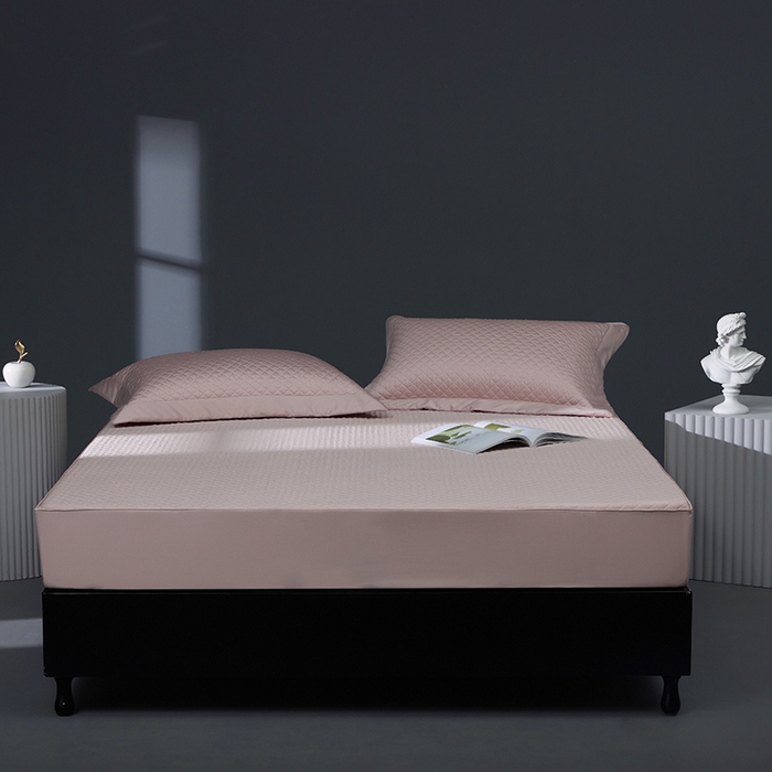 91家纺网 家纺一手货源 找家纺 缔缦 2023新款定织新布种S120系列夹棉床笠 微醺粉