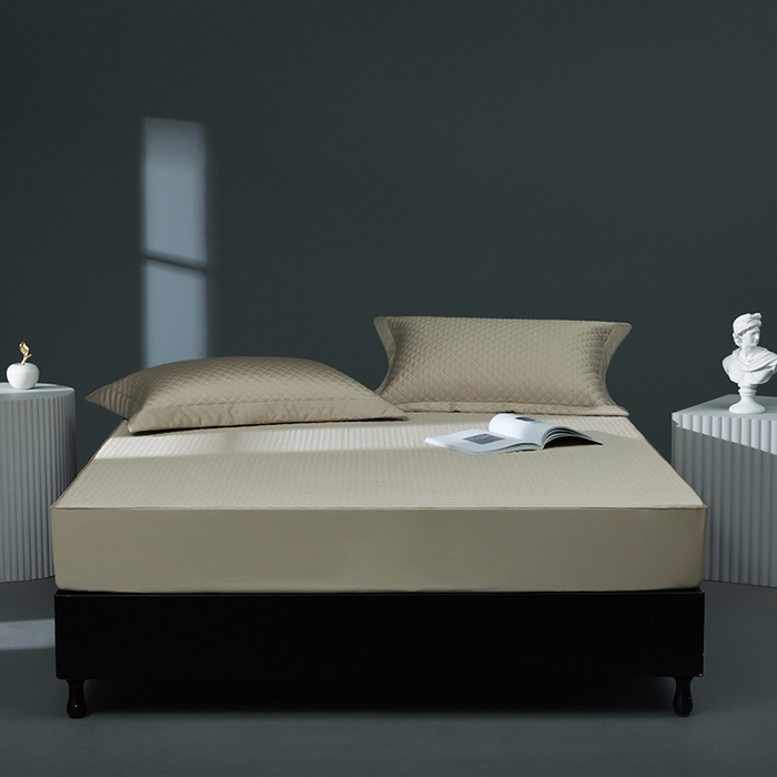 91家纺网 家纺一手货源 找家纺 缔缦 2023新款定织新布种S120系列夹棉床笠 卡其