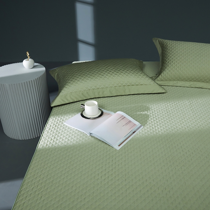 91家纺网 家纺一手货源 找家纺 缔缦 2023新款定织新布种S120系列夹棉床笠 抹茶绿