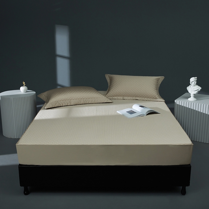 91家纺网 家纺一手货源 找家纺 缔缦 2023新款定织新布种S120系列夹棉床笠 卡其