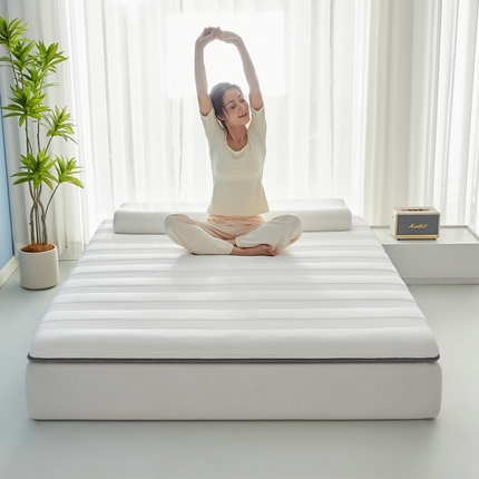 91家纺网 家纺一手货源 找家纺 锦丝钰床垫 2023新款乳胶记忆棉床垫直线款 单边直线白色