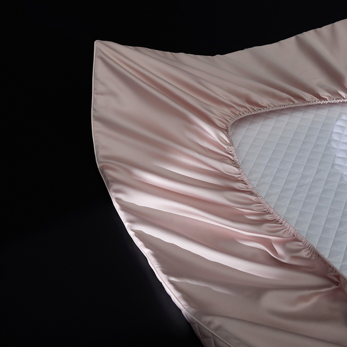 91家纺网 家纺一手货源 找家纺 缔缦 2023新款定织新布种S120系列夹棉床笠 微醺粉