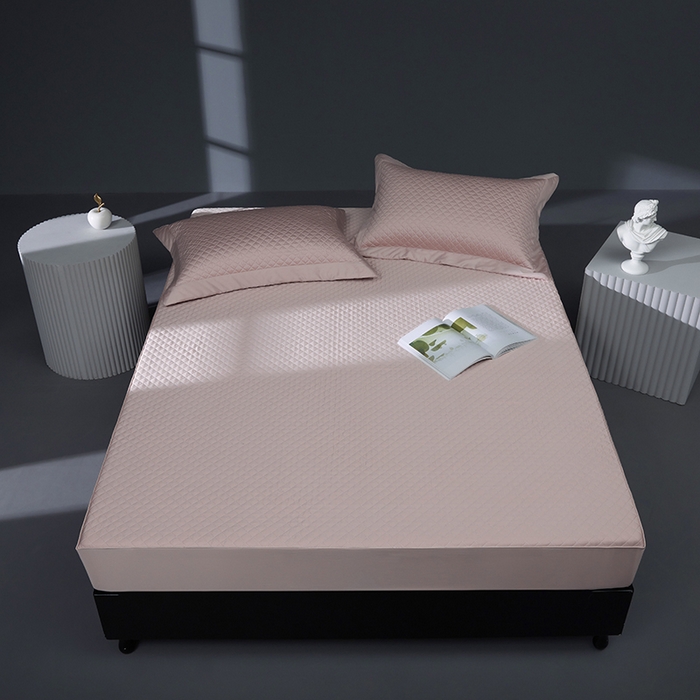 91家纺网 家纺一手货源 找家纺 缔缦 2023新款定织新布种S120系列夹棉床笠 微醺粉