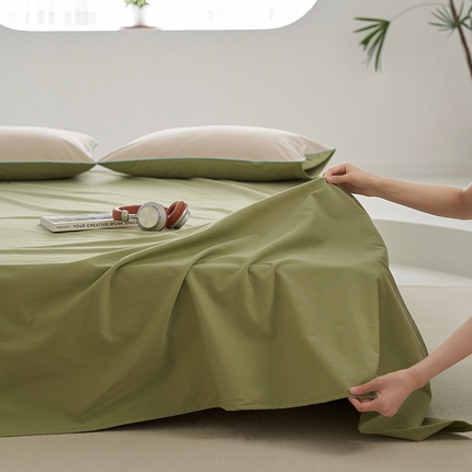 91家纺网 家纺一手货源 找家纺 风向标 2023新款奶油美拉德大雁纹磨毛单床单 秋葵绿