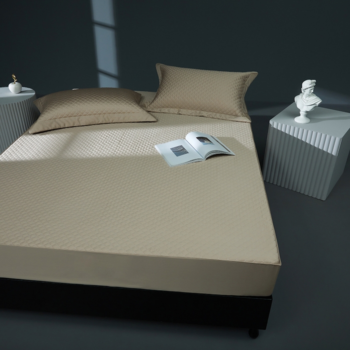 91家纺网 家纺一手货源 找家纺 缔缦 2023新款定织新布种S120系列夹棉床笠 卡其