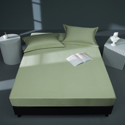 91家纺网 家纺一手货源 找家纺 缔缦 2023新款定织新布种S120系列夹棉床笠 抹茶绿