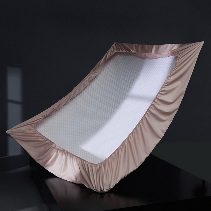 91家纺网 家纺一手货源 找家纺 缔缦 2023新款定织新布种S120系列夹棉床笠 微醺粉