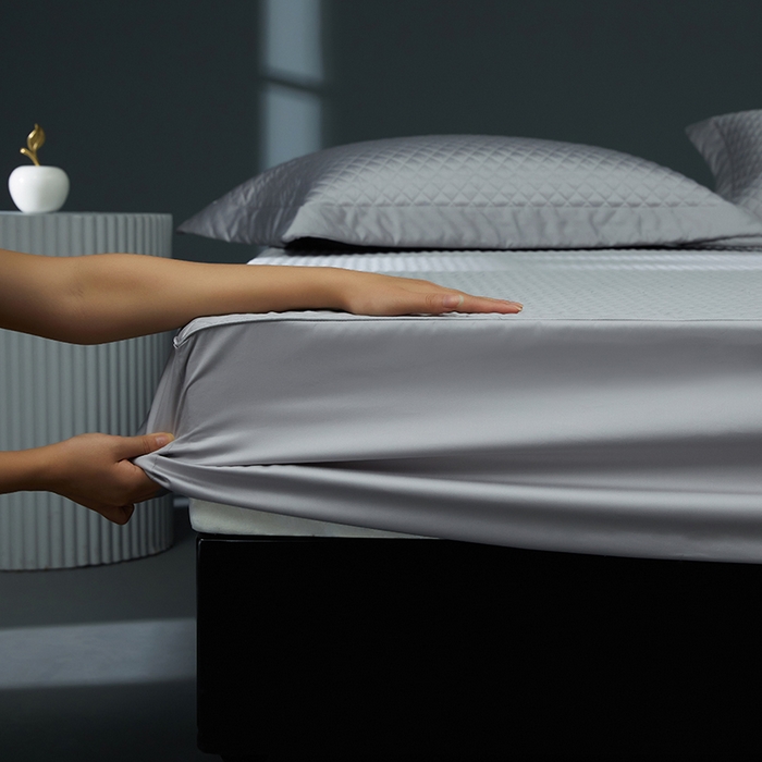 91家纺网 家纺一手货源 找家纺 缔缦 2023新款定织新布种S120系列夹棉床笠 高级灰