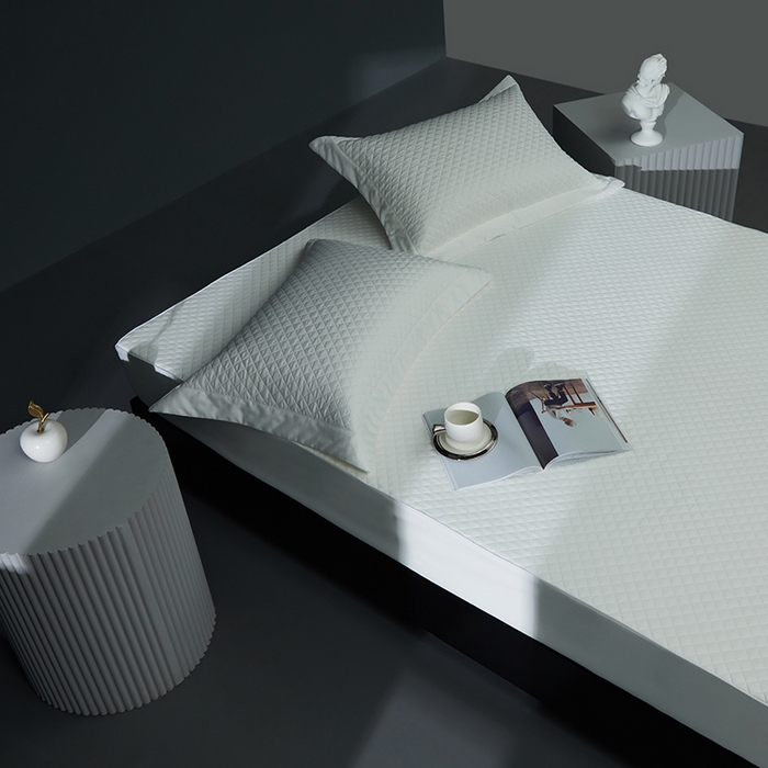 91家纺网 家纺一手货源 找家纺 缔缦 2023新款定织新布种S120系列夹棉床笠 贵族白