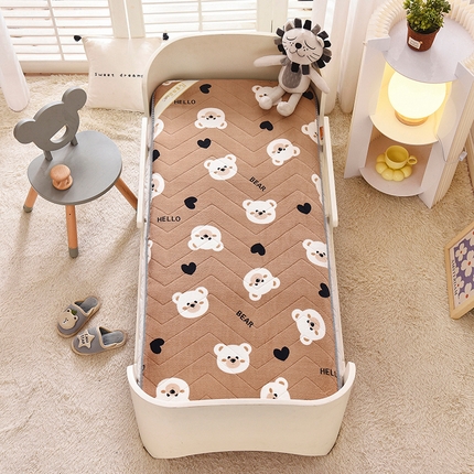 91家纺网 家纺一手货源 找家纺 嗨生活2023年加厚牛奶绒床垫儿童床垫幼儿园床垫床褥 熊仔咖（一体款）