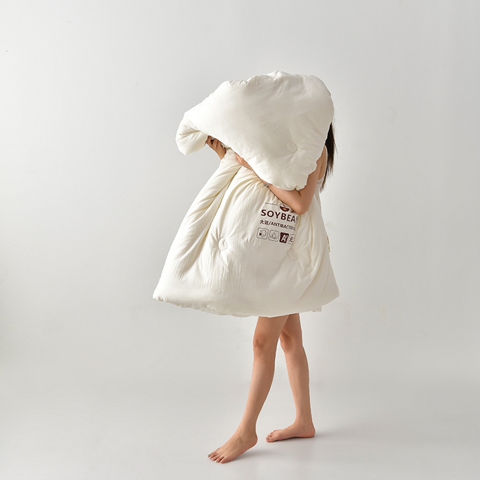 91家纺网 家纺一手货源 找家纺 眠优居 2023新款A类婴儿有机棉无染大豆被 本白色