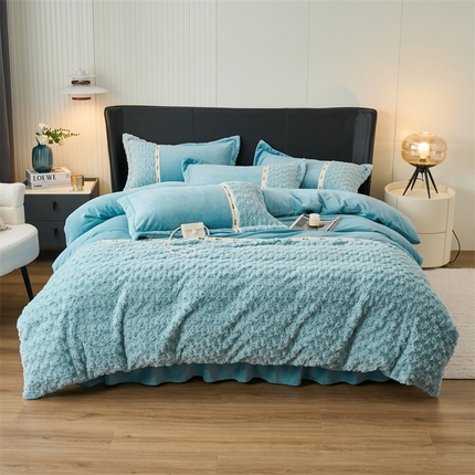 91家纺网 家纺一手货源 找家纺 （总）恒爱2023新款时尚轻奢加厚min双拼兔毛绒四件套