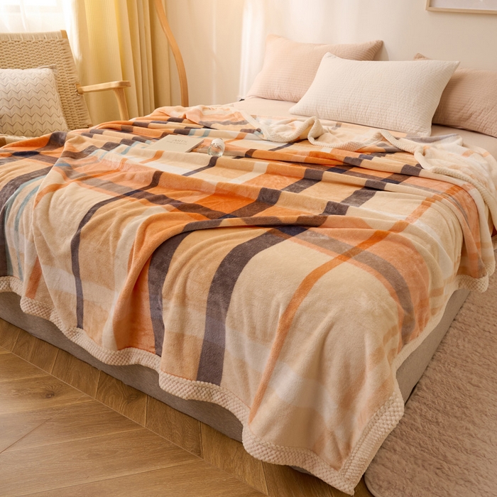 91家纺网 家纺一手货源 找家纺 （总）吾诺 2023秋冬 双面加厚无印风双面牛奶绒毯子 法莱绒毛毯 