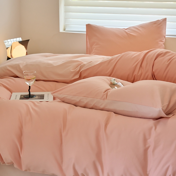 91家纺网 家纺一手货源 找家纺 （总）沐白家居 2023火山小磨毛拼色基础款四件套