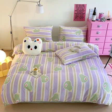 91家纺网 家纺一手货源 找家纺 （总）桃子家居 2023新款ins少女甜酷多巴胺粉墨加厚牛奶绒系列四件套