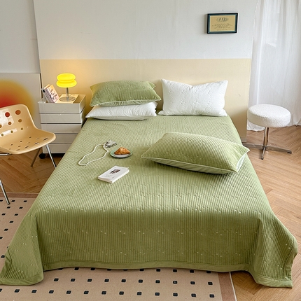 琳可家居 2023新款繁星暖绒系列绒棉两用床盖 豆绿_繁星暖绒系列