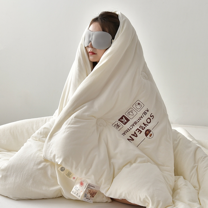 91家纺网 家纺一手货源 找家纺 眠优居 2023新款A类婴儿有机棉无染大豆被 本白色