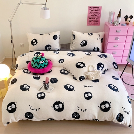 91家纺网 家纺一手货源 找家纺 （总）桃子家居 2023新款ins少女甜酷多巴胺粉墨加厚牛奶绒系列四件套