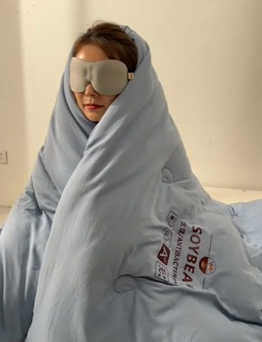 91家纺网 家纺一手货源 找家纺 眠优居 2023新款A类婴儿有机棉无染大豆被 天空蓝