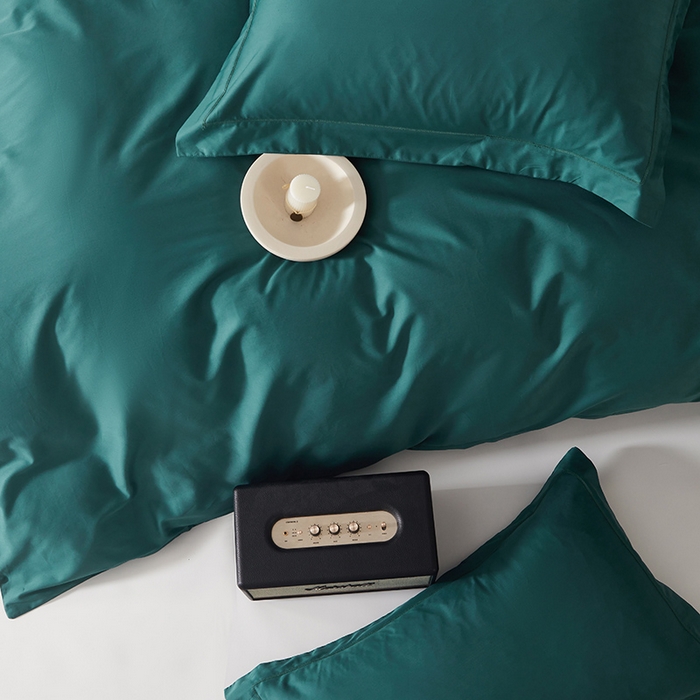91家纺网 家纺一手货源 找家纺 寝柔家纺 2023新款秋季60S纯色全棉贡缎单被套 祖玛绿