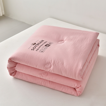 91家纺网 家纺一手货源 找家纺 眠优居 2023新款A类婴儿有机棉无染大豆被 樱花粉